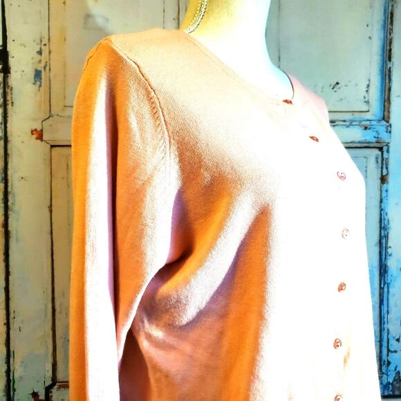 IB Diffusion Light Pink Cardigan Size M Close Knit Classic Comfy Sweater NEW - Picture 3 of 11